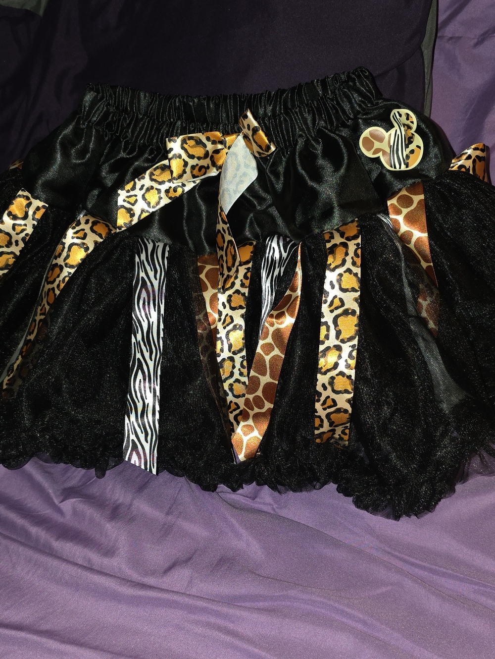Disney Animal Kingdom Black Animal-Print Ribbon Tulle Skirt/Tutu